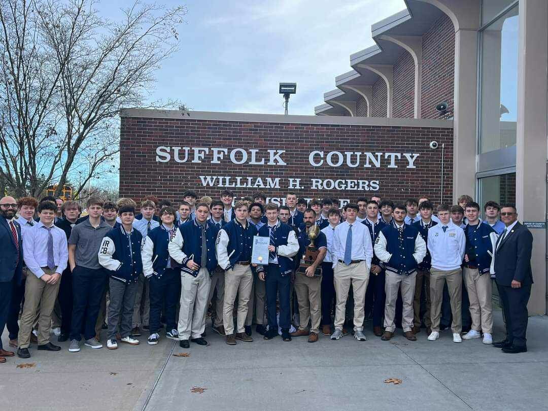 The following day after being named by Suffolk football coaches as the best team and best coach of the year, the BBP Phantoms were honored at the Suffolk County Legislature.